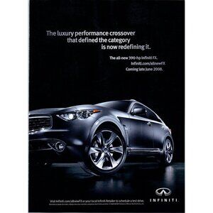 2008 Infiniti FX SUV Crossover Vintage Print Ad Headlights Wheel Wall Art